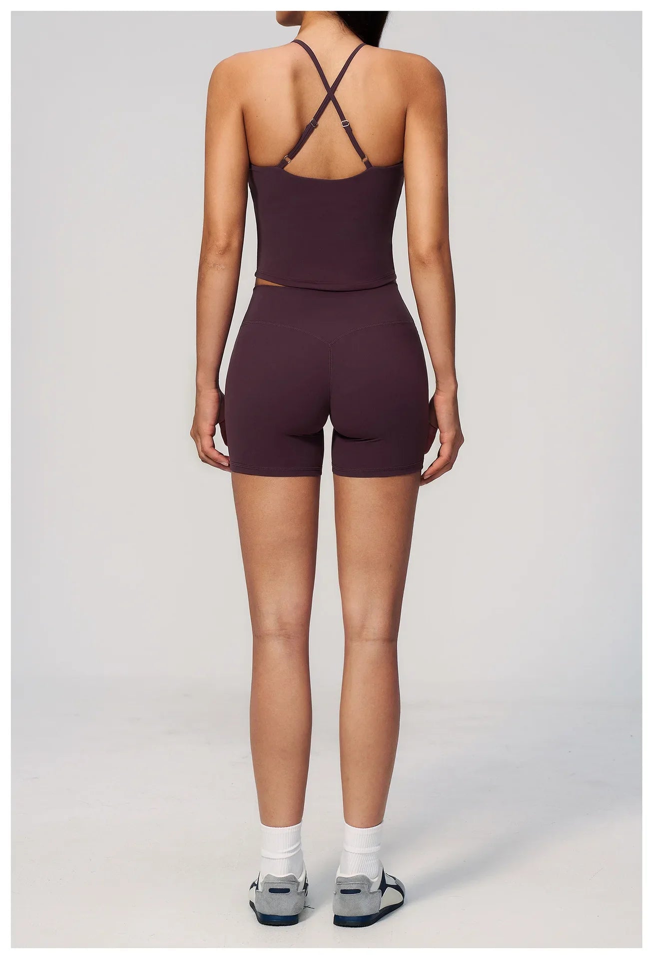 New Yoga Sets Women V Neck Back Criss Cross Sports Tank Top High Waist Butt Lift Shorts Fitness Suit Gym Running Workout Clothes