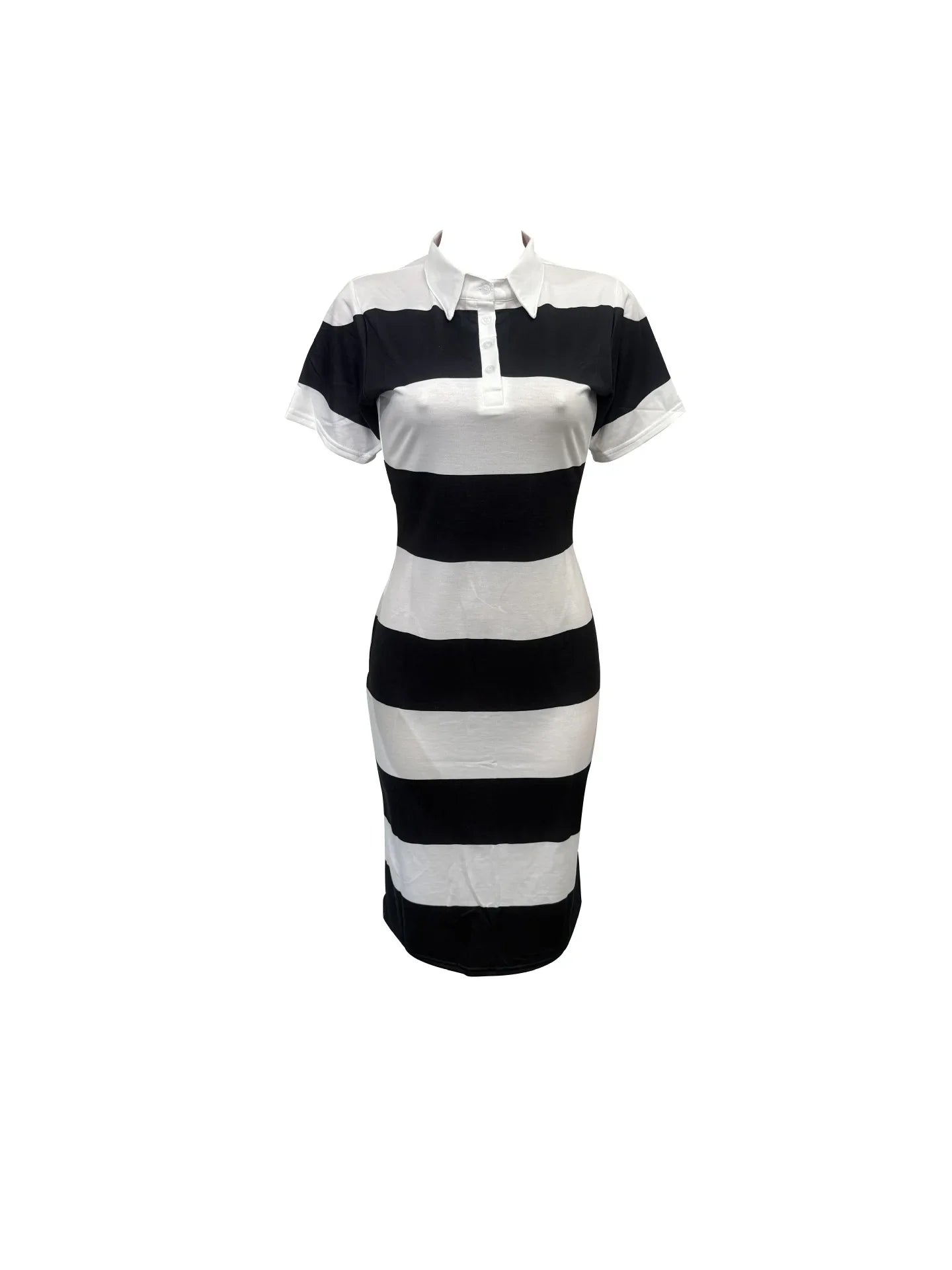 Summer women's fashionable lapel contrasting color slim fit slit dress