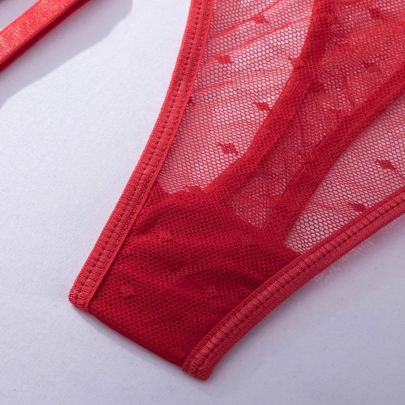 Toucheart Lace Sexy Skinny Babydoll Bodysuit Embroidery Erotic Private Adult Suit Solid Color Patchwork High Waisted Sexy Set