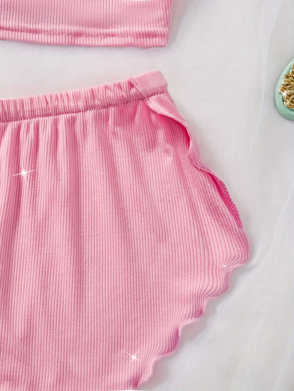 Women's Pajama Set Solid Color Camisole Crop Top and Ruffle Shorts, Sleeveless Soft Sleepwear, Summer Loungewear Outfit