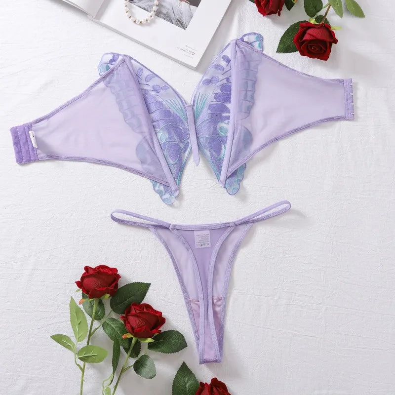 Toucheart Sexy Ultra Thin Perspective Underwear Set For Women Sexy Bra 2 Piece Set Butterfly Hollow Out Sexy Lingerie Set New