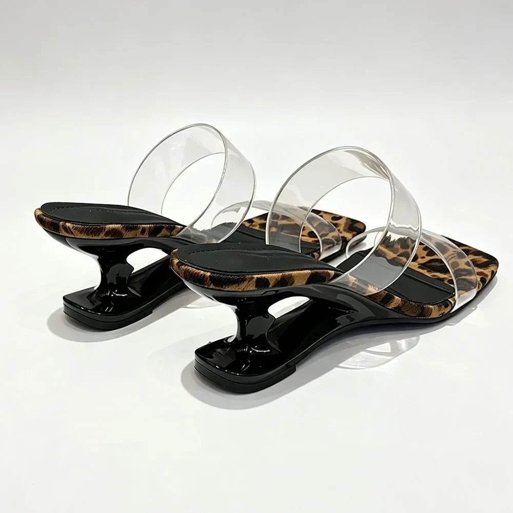 Y2K PVC Transparent Designer Sandals Women Shoes Slip On Hollow Wedge Slide Mules Beach Vacation 6cm Comfortable Walking Heels