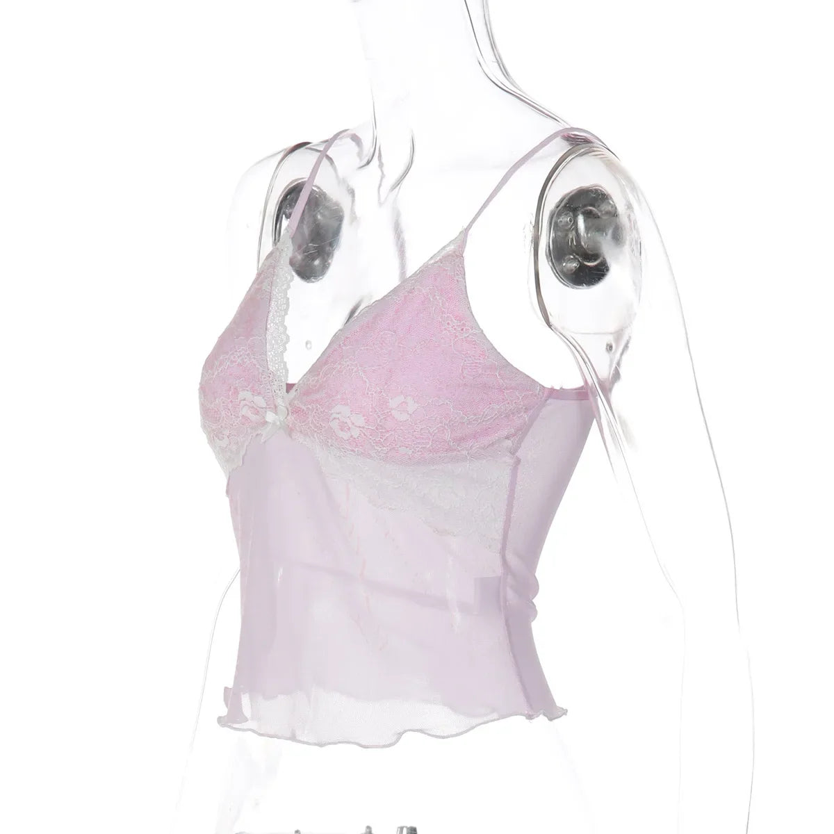 FDYOUI Y2K Pink Camisoles Women Sexy V-neck Lace Patchwork Tank Tops 2026 Summer Backless Sleeveless Corset T-shirt Streetwear