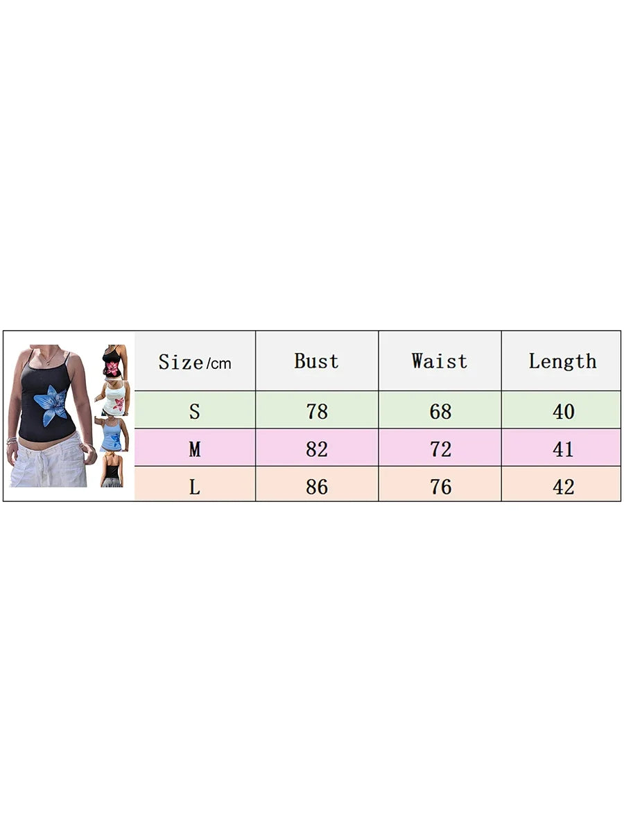 Summer Women Floral Print Camisole Casual Spaghetti Straps Tank Tops Sleeveless Crop Tops for Club Streetwear