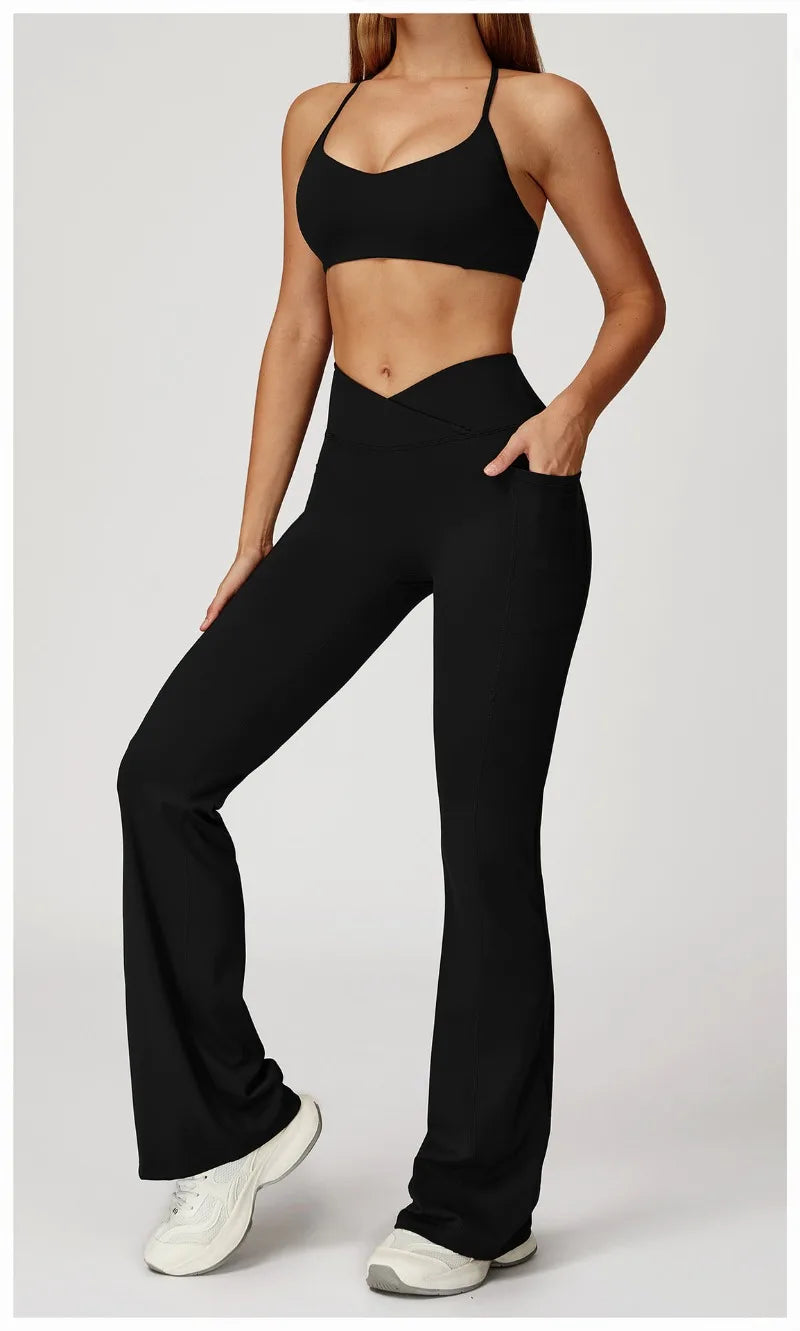 Women's Yoga 2-Piece Hip Lifting Tight Fitting Naked and Beautiful Back Set Outdoor Sports and Leisure Running Fitness Suit