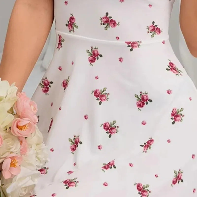 1 Piece Floral Print Ruffled Lace Camisole Nightgown for Women