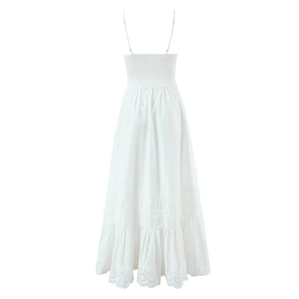 Women's Fashion All-Cotton Strap Long Dress Women's Satin Dress Lace Trim Elegant Evening Wear Dress For Woman Sleeveless GNTG
