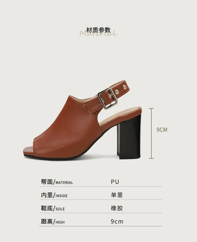 New Women Sandals Peep Toe High Heels Summer Gladiator Shoes Black Brown Woman Ankle Strap Sandalias Female Mujer Big Size