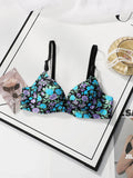 Women's Sexy One-piece Bra With Small Floral Patterns Without Steel Rings Gathered Push Ups Daily Comfortable Underwear A5033