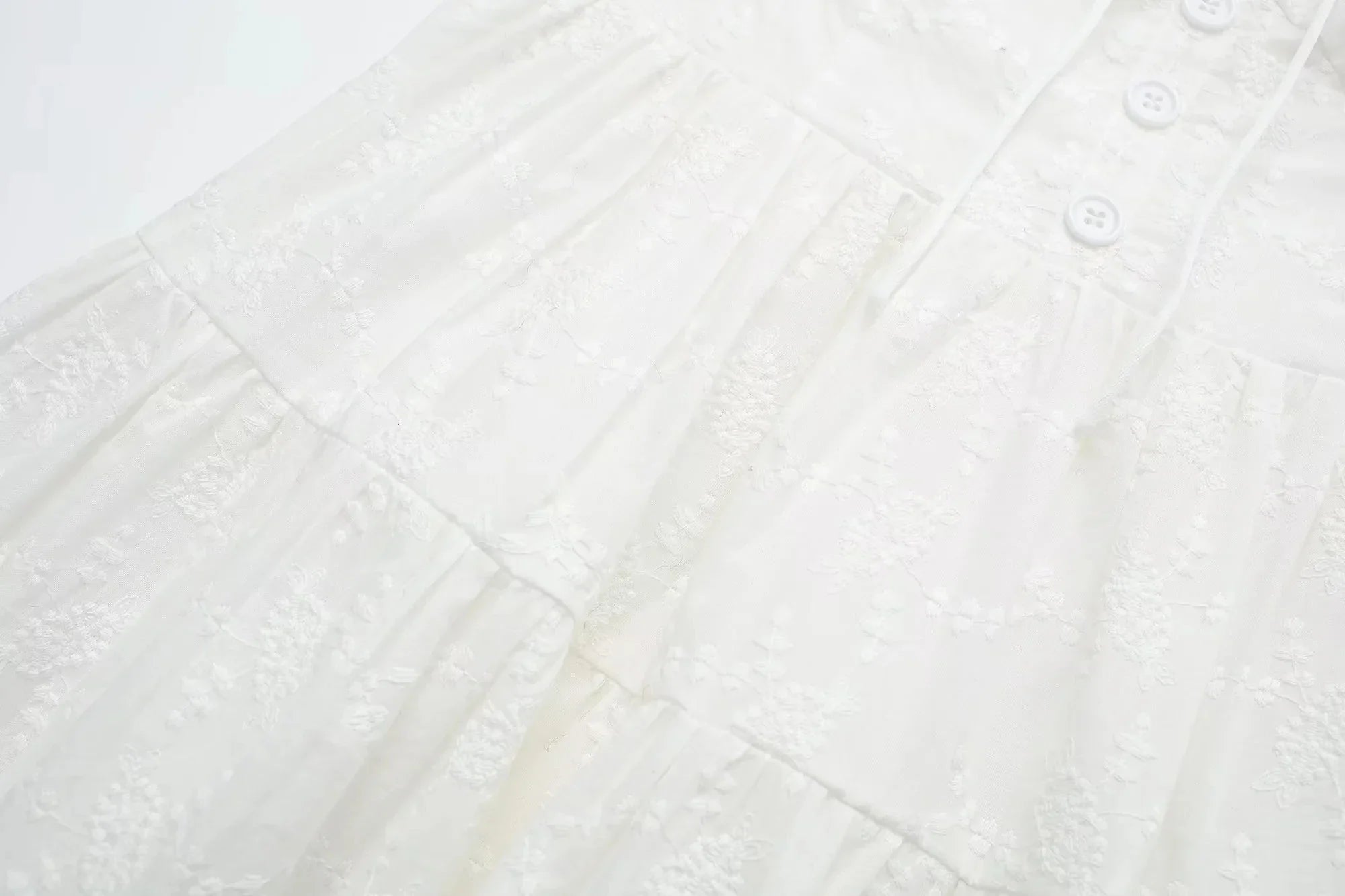 Foridol Button Bowknot Off Shoulder White Lace Mini Dress Summer Beach Embriodery Short Party Holiday Vestidos Smocked 2025