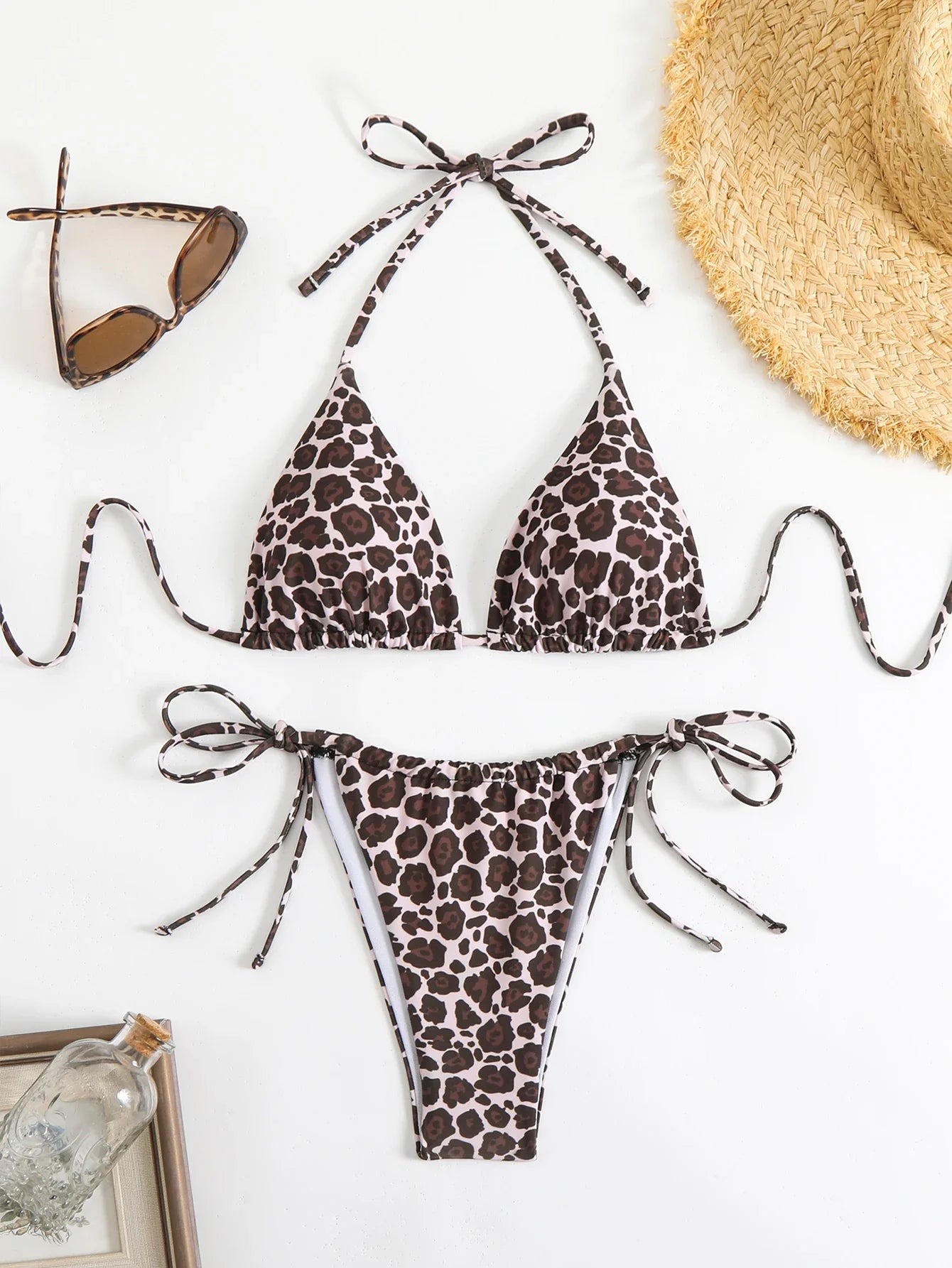 2026 Halter Triangle Bikinis Printed Swimsuit Women Sexy String Swimwear Female Bathers Swimming Bathing Swimming Swim Suit
