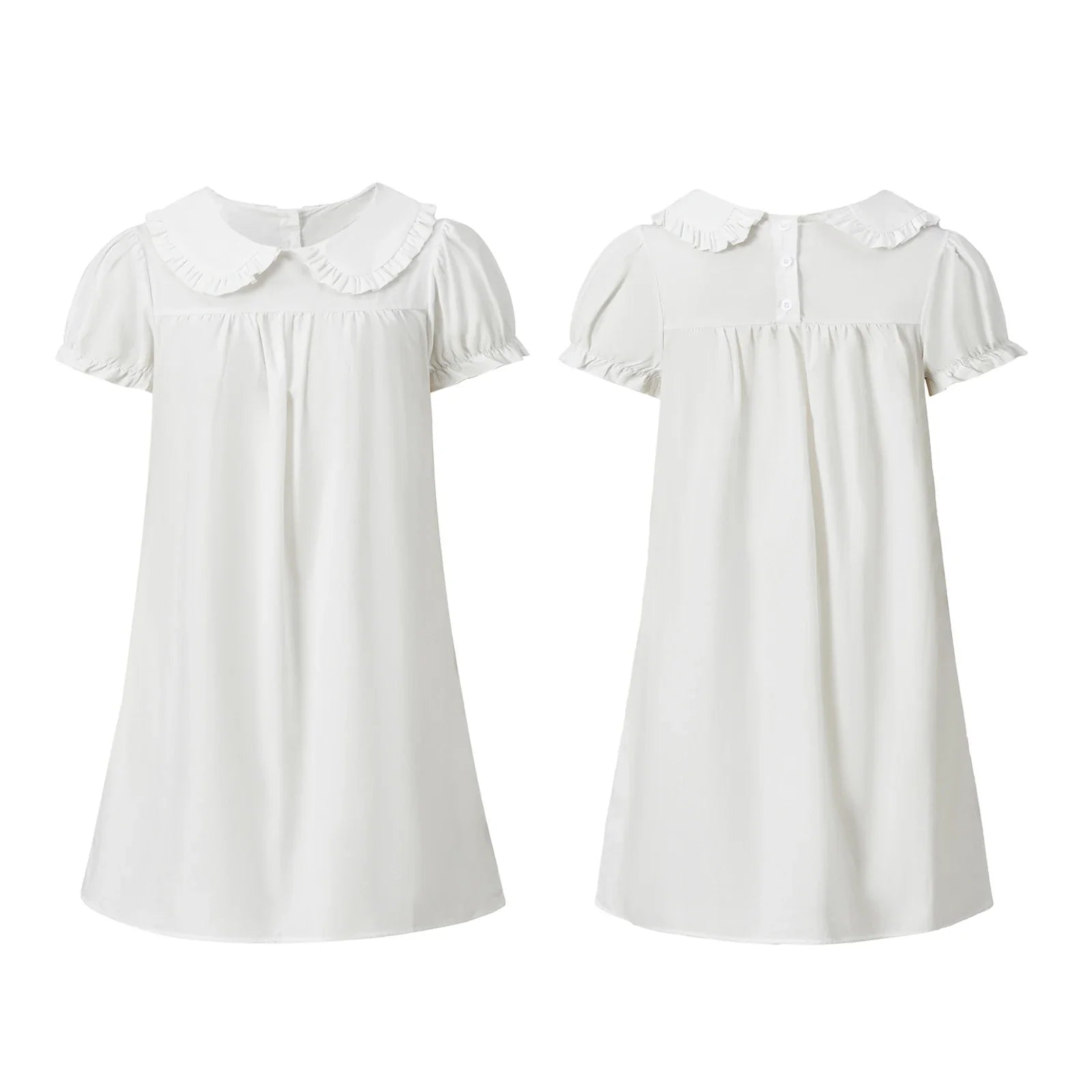 Women Casual White Mini Dress Short Sleeve Doll Collar Loose Shirt Dress 2026 Summer Retro Streetwear