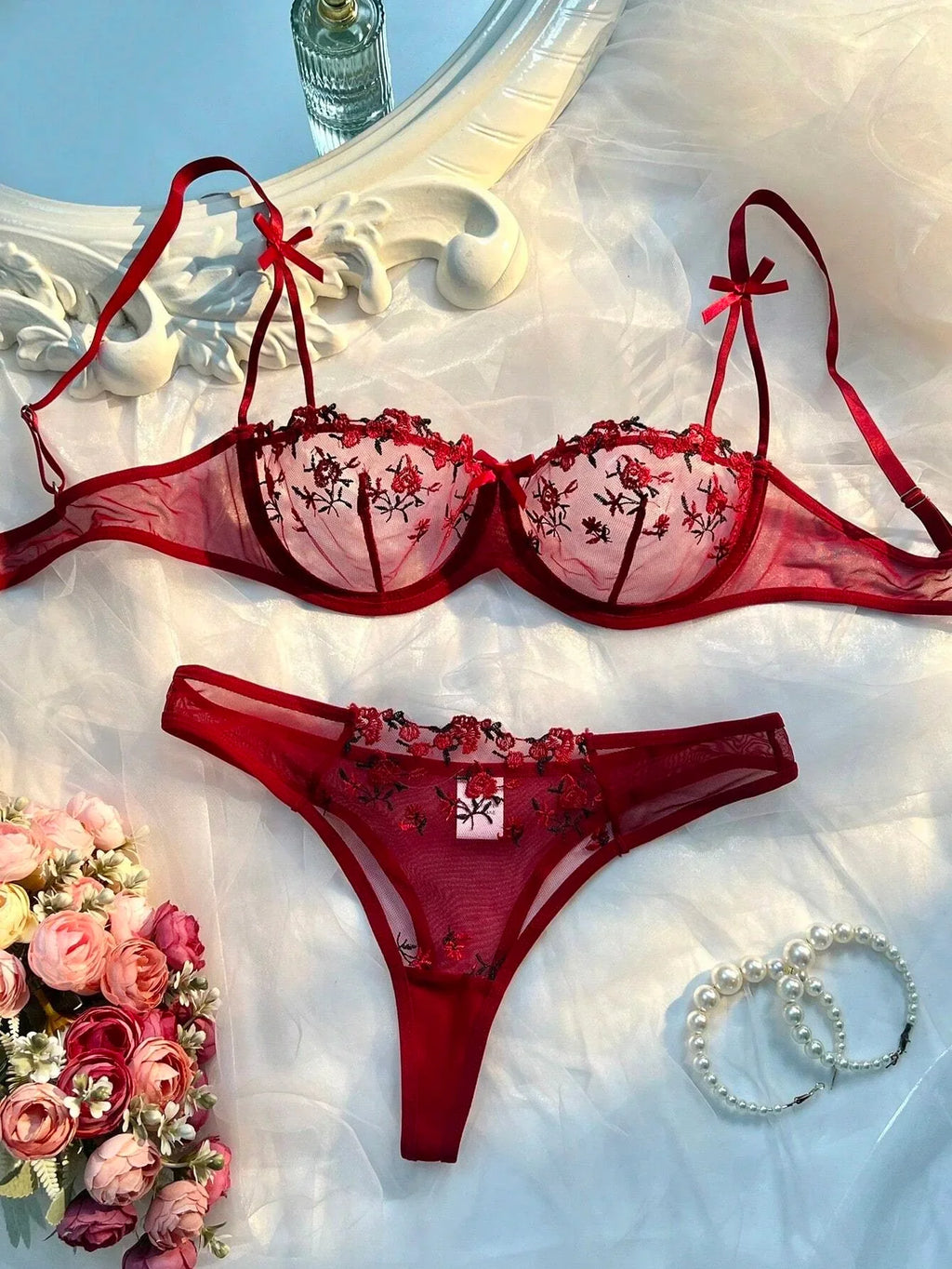Sexy Lingerie Romantic Fancy Woman 2 Pieces Women Underwear Embroidery Cute Beautiful Bra And Panty Sets