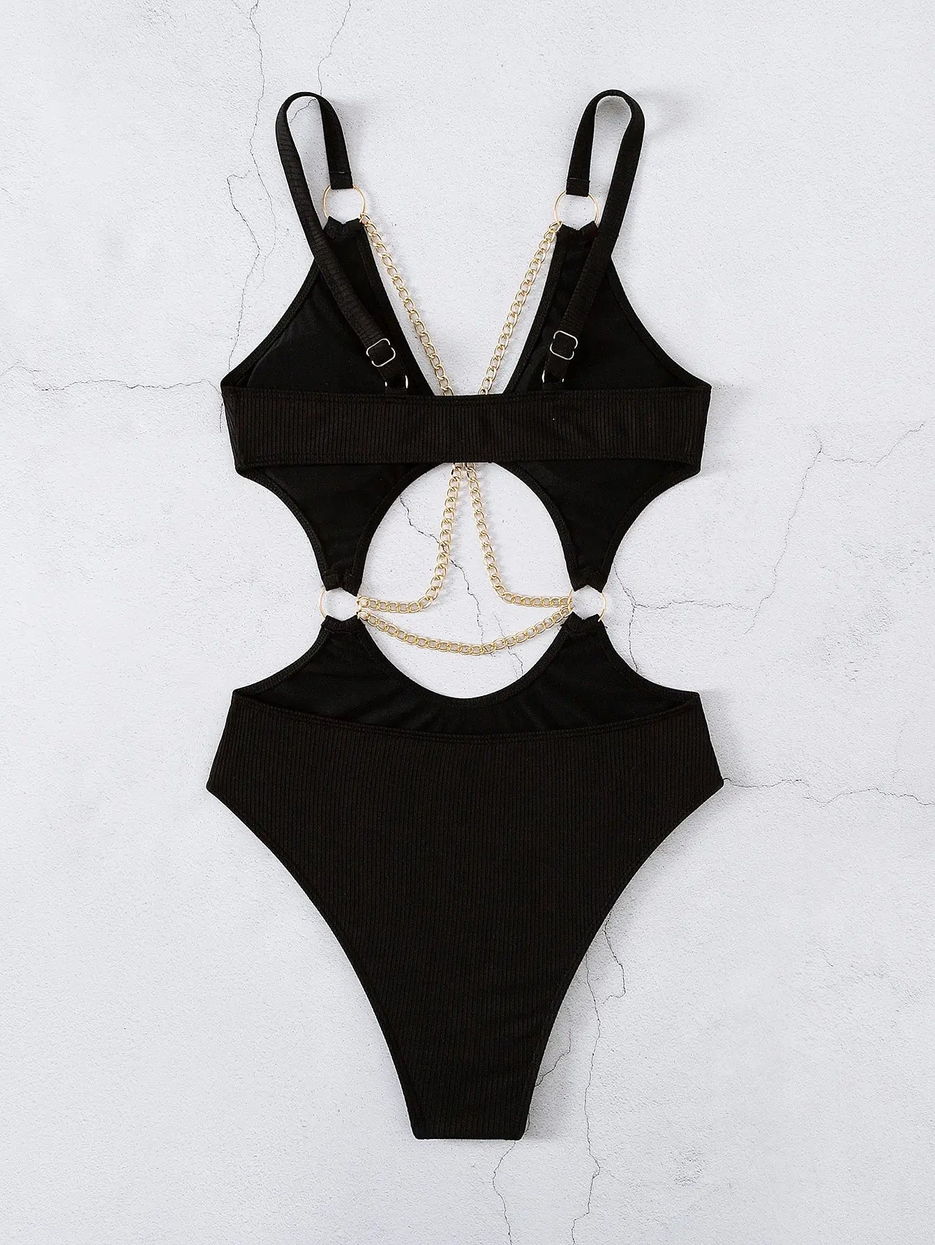 Cut-out Chain Linked One Piece Swimsuit Monokini Swimwear Women 2025 Bathers Padded Beachwear Bathing Swimming Suit Summer