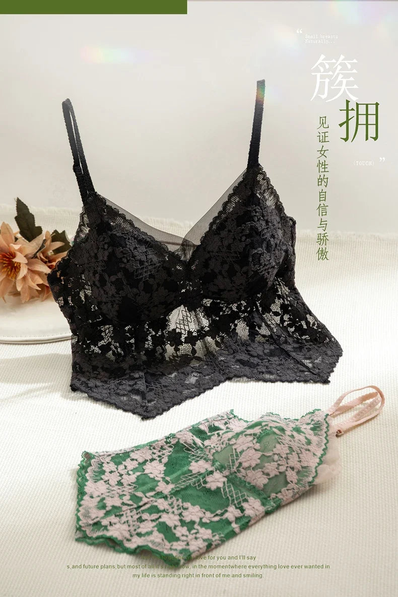 Summer French Lace Halter Bra Set Pure Sensual Beachwear Lightweight Mesh Bralette Backless Wirefree Comfort AU MOYISU Sexy Bra