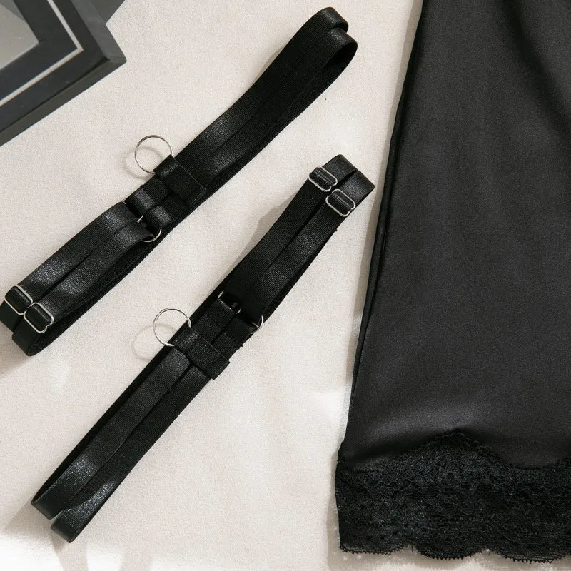 Toucheart Sexy Lingerie Set for Women Mesh Perspective Bra Set Lace Lace Splicing Sexy Hip-pack Skirt Sexy Underwear Garters Set