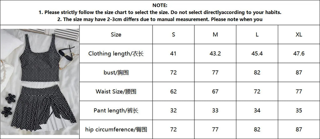 Vintage Black Polka Dot Print Tankini Set Women Push Up Tank Top Split Tie Skirt Two Piece Swimsiut 2026 Bathing Suit Swimwear