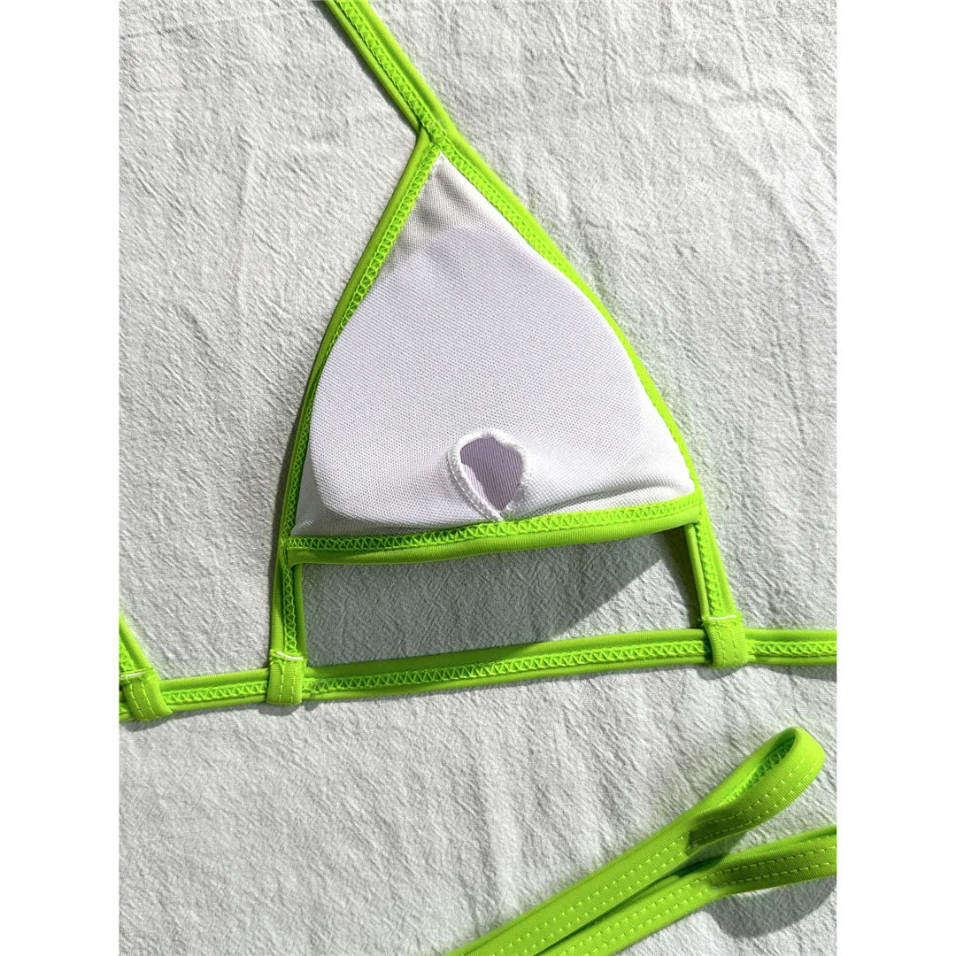 Sexy Extreme String Mini Micro Thong Bikini Female Swimsuit Women Swimwear Two-Pieces Bikini Set Bather Bathing Suit Swim V8373
