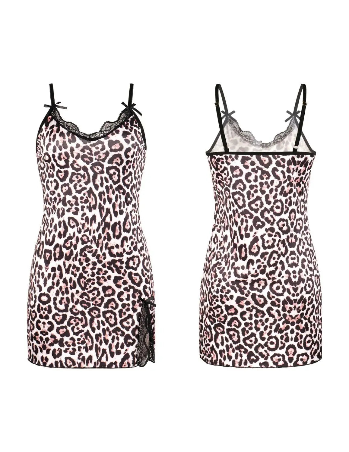 New Sexy Black Nightgown for Women Red Heart  Love Print Satin Lace Trim Mini Chemise Adjustable Spaghetti Strap Lingerie
