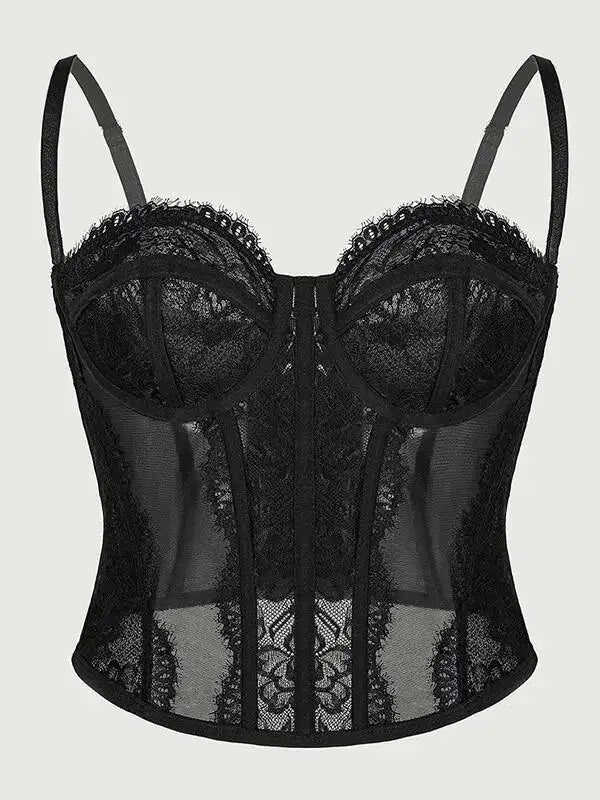Sexy Lace Fishbone Corset Waist Cincher Casaul Style Tight Camisole Vest Outerwear For Women Backless Sleeveless Charming NPNV