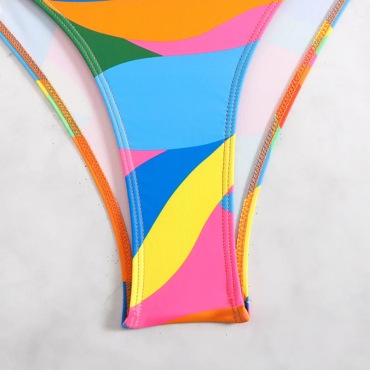 2026 Color Block Swimsuit One Piece Backless Printed Swimwear Women Bathers Bathing Swimming Swim Suit Padded Beachwear Summer