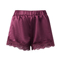 Women Casual Loose Summer Shorts Solid Color Elastic Waist Lace Trim Shorts for Daily Wear, Lounge