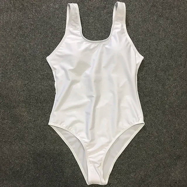S - XXL Sexy White One Piece Swimsuit Women Thong Swimwear High Cut Trikini Backless Monokini Bather Bathing Suit Swim Bodysuit