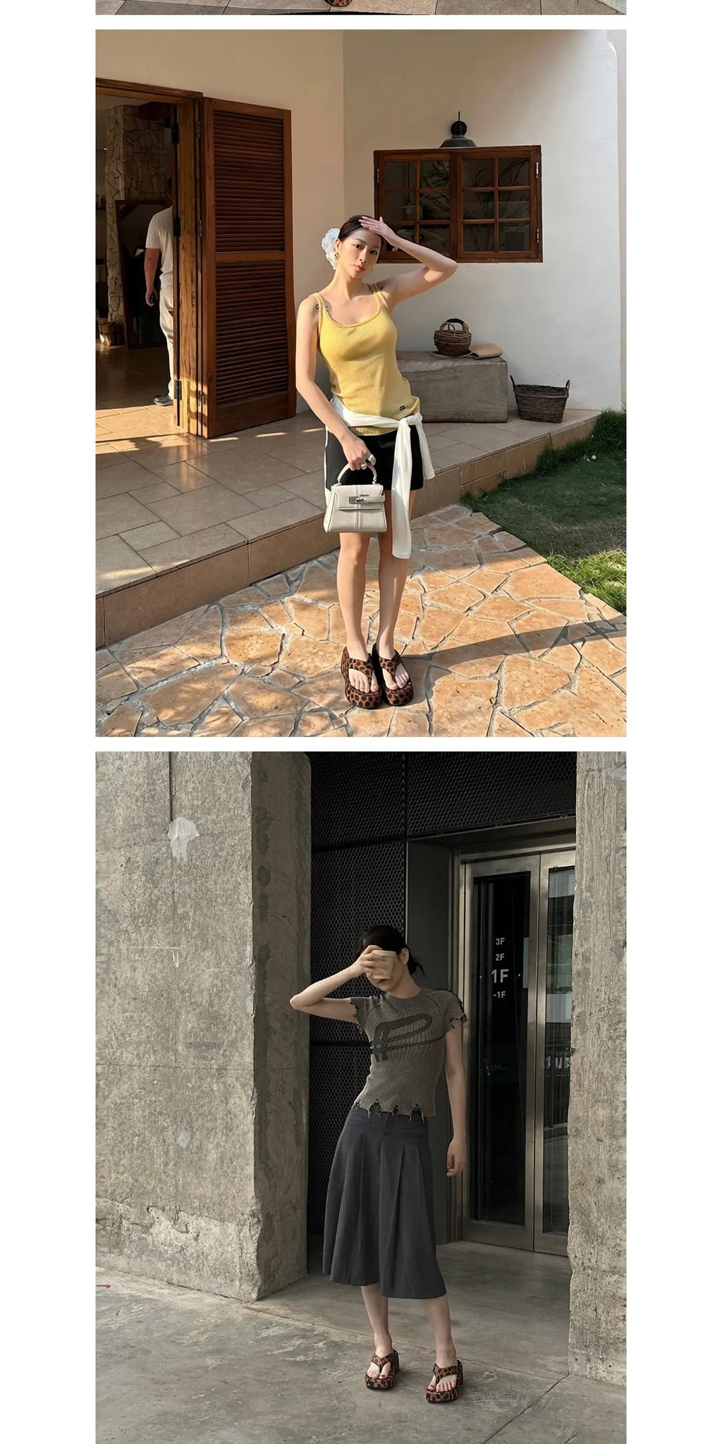 Vintage Y2K Leopard Flip&Flops Sandal Summer Chunky Platform Sandals Women Slipper Wedges Slides 8cm High Heels Shoes Mules