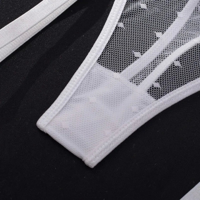 Toucheart Lace Sexy Skinny Babydoll Bodysuit Embroidery Erotic Private Adult Suit Solid Color Patchwork High Waisted Sexy Set