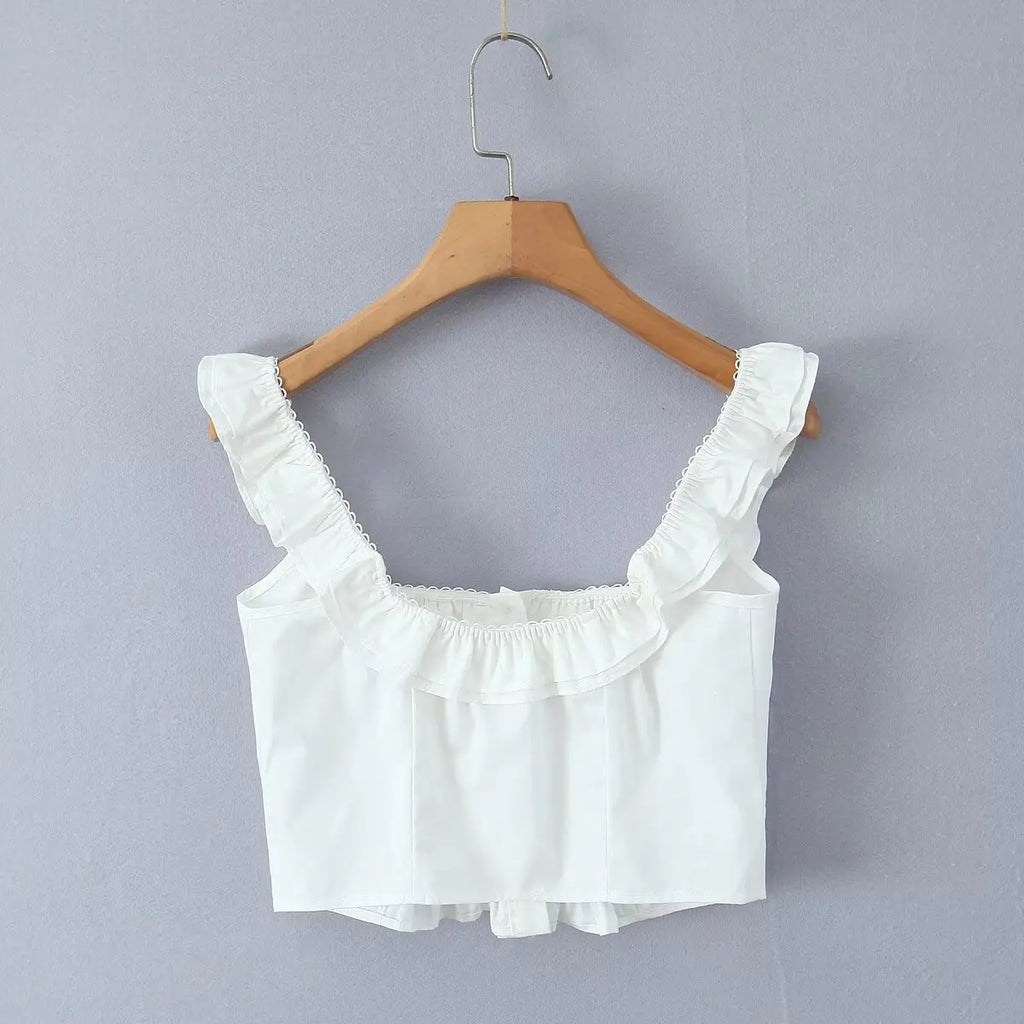Summer Women White Cotton Dress Set 2025 Top+skirt 2 Pcs Outfit Ruffles Button Slim Top A-line Maxi Skirt Beach Casual Dress