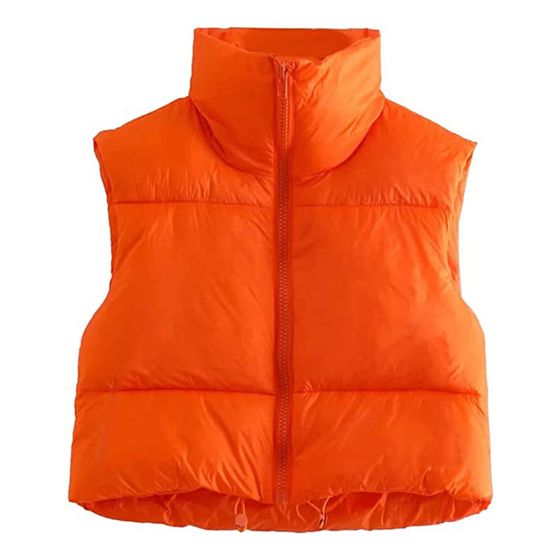 Women Winter Warm Crop Waistcoat Sleeveless Stand Collar Double Sided Lightweight Puffer Vest 2022 Streetwear