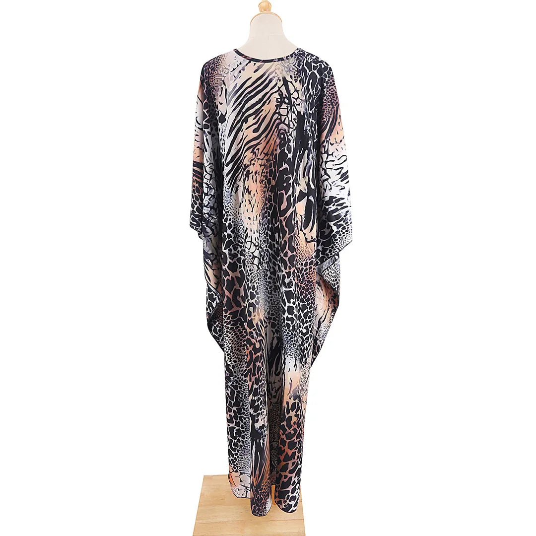 Sexy Zebra Printed V Neck Tunic Beach Cover Up Cover-ups Beach Dress Beach Wear Beachwear Beach Long Dress Female Women V4159