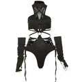 Hollow Out Sexy Cyber Y2k Bodysuits Gothic Mesh Patchwork Tops Female Glove Sleeve Mock Neck Bodysuit Fashion P4ZQ