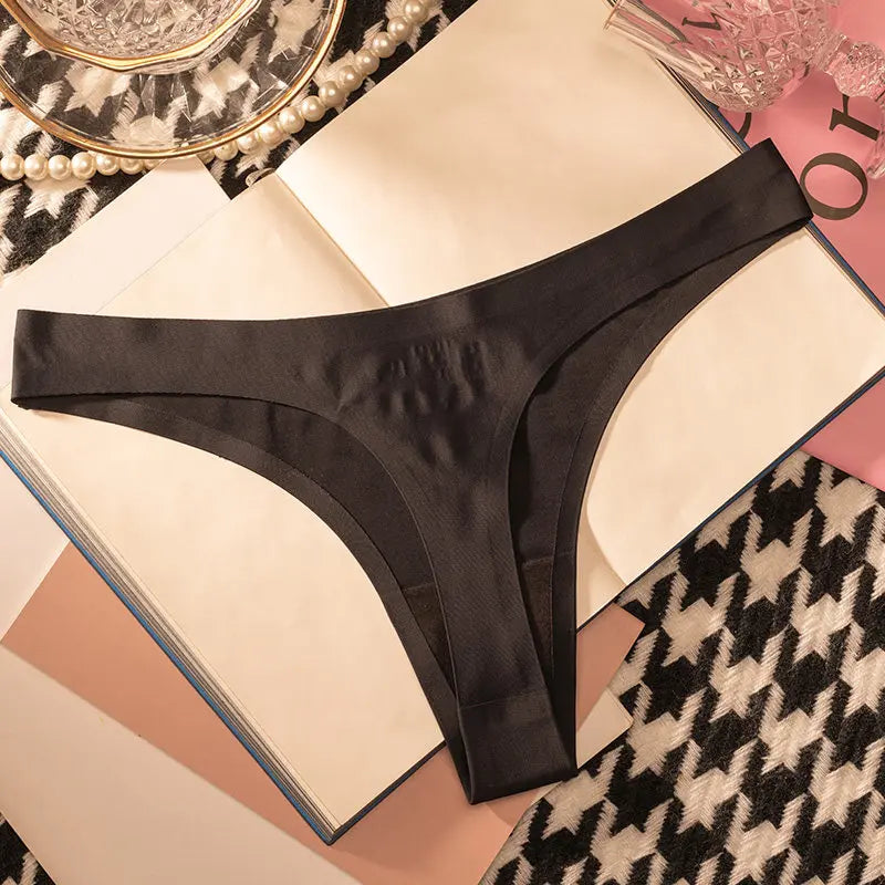 Ice Silk Leopard Women Panties Sexy G String Thong Seamless Underwear T Back Candy Color Girls Briefs Underpants Plus Size M-XXL