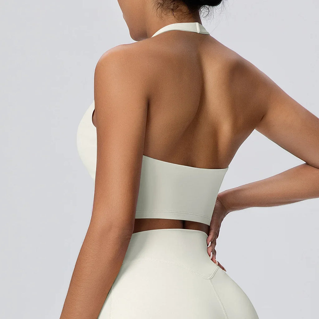 Sexy Gym Women's Sports Bra Breathable Hanging Neck Backless Sports Bra Women's Comfortable Exercise Pilates Training Yoga Top