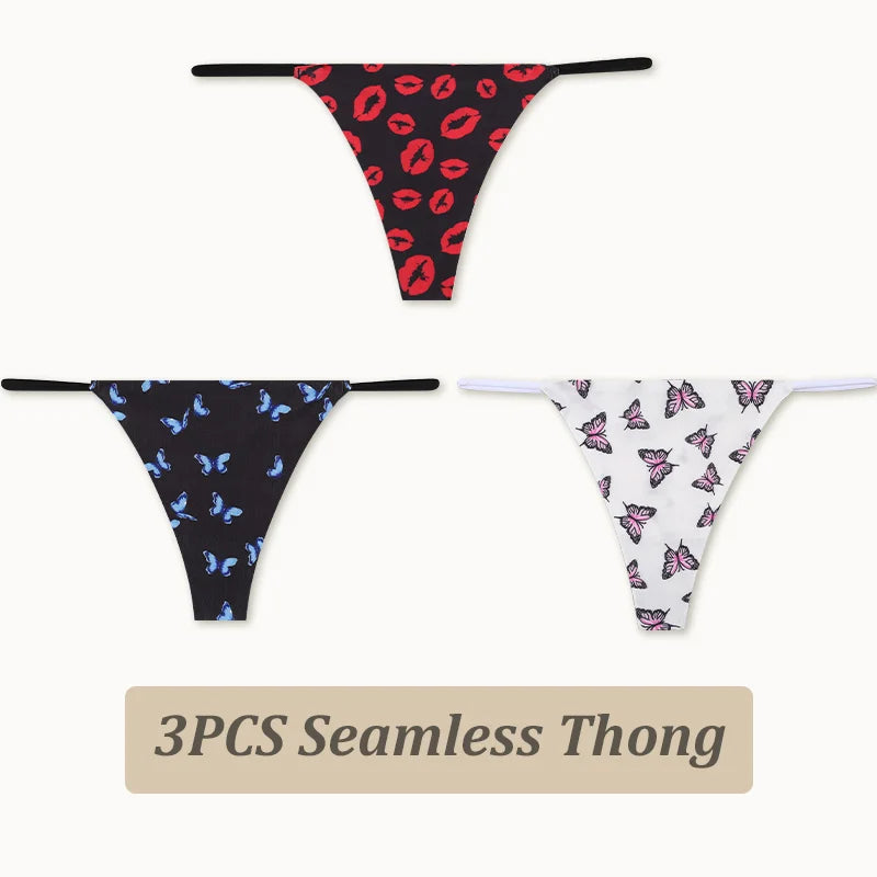 3PCS Women Seamless Leopard Butterfly Panties Sexy Ultra-thin Briefs Female Ice Silk No Trace Underwear Low Rise Soft Lingerie