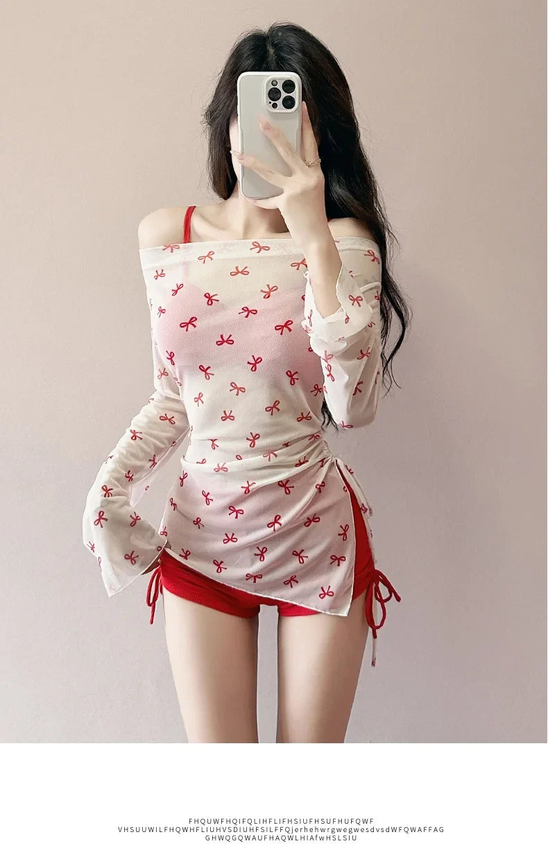 New Swimsuit Women's Split Three Piece Set Covers The Belly and Looks Slimmer, Gathers Small Breasts, Ins Style Hot Spring Bath