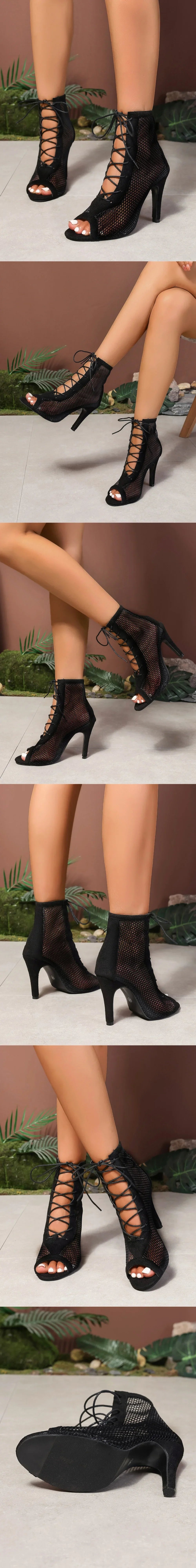 New Big Size 42 Sexy Thin High Heels Cross-tied Gladiator Sandals Women Elegant Black Dancing Party Shoes Stiletto Ankle Booties