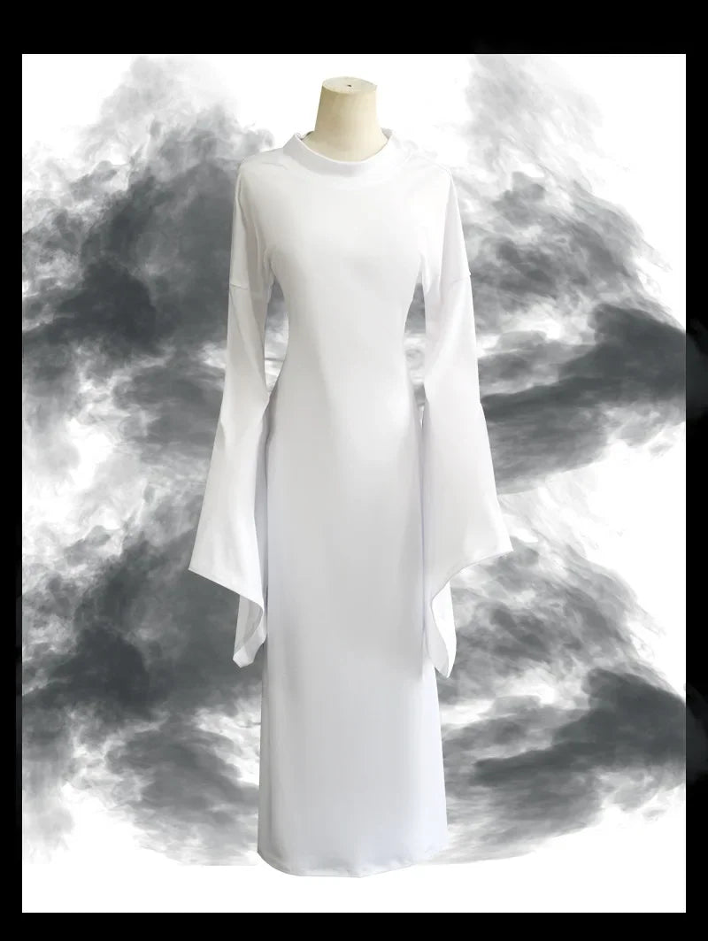 Sexy Ghost Costume for Women, White Gothic Dress, Ghost Cosplay Outfit, Halloween Party Dress, Elegant Scary Boo Lady Costume