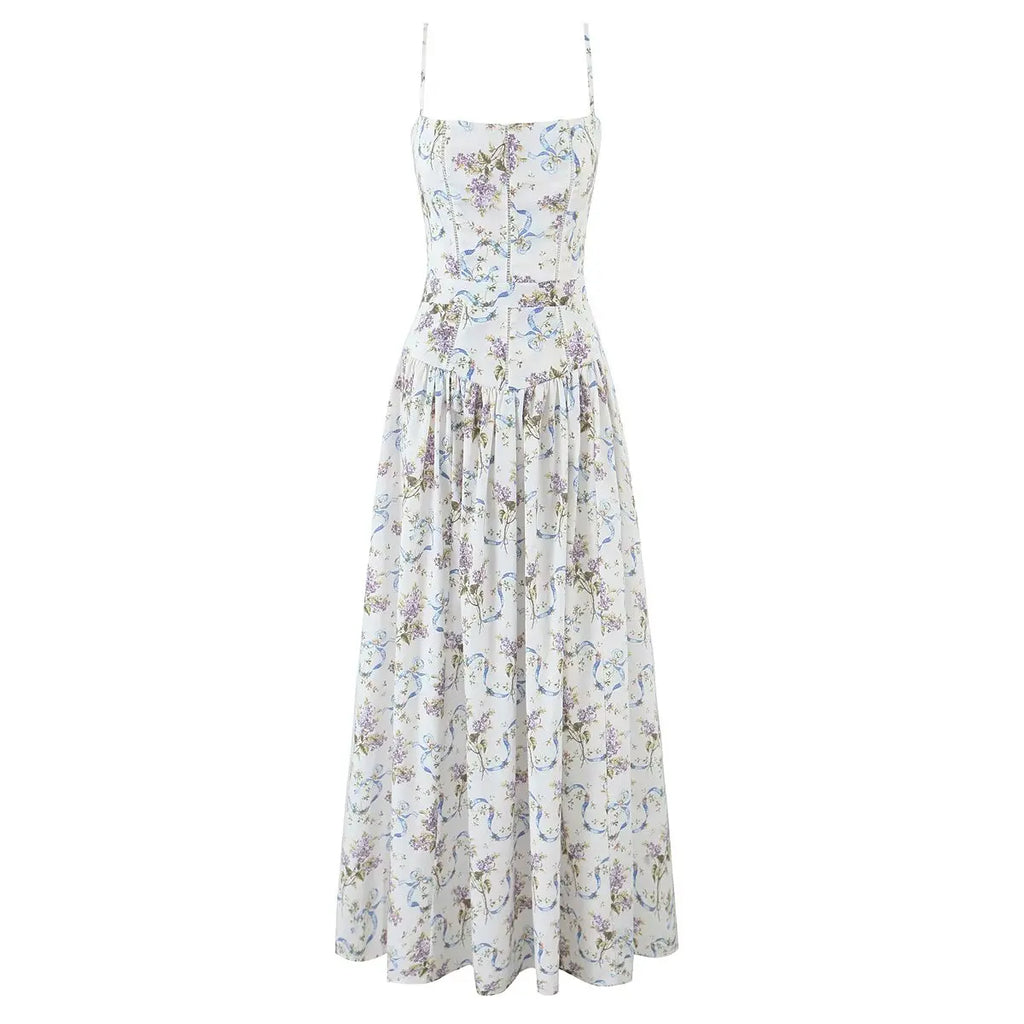 Summer Spring Floral Printed Women's Dress Elegant Retro Boho Party Dresses Elegant Vinatge A-line Maxi Vestidos 2025 New In