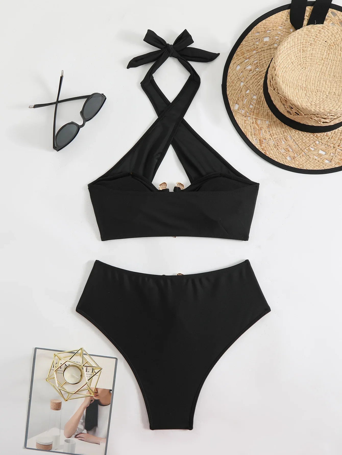 Halter Cut Out High Waist Bikini Female Swimsuit Women Bandeau Swimwear Two-pieces Bikini set Bather Bathing Suit Swim Beachwear