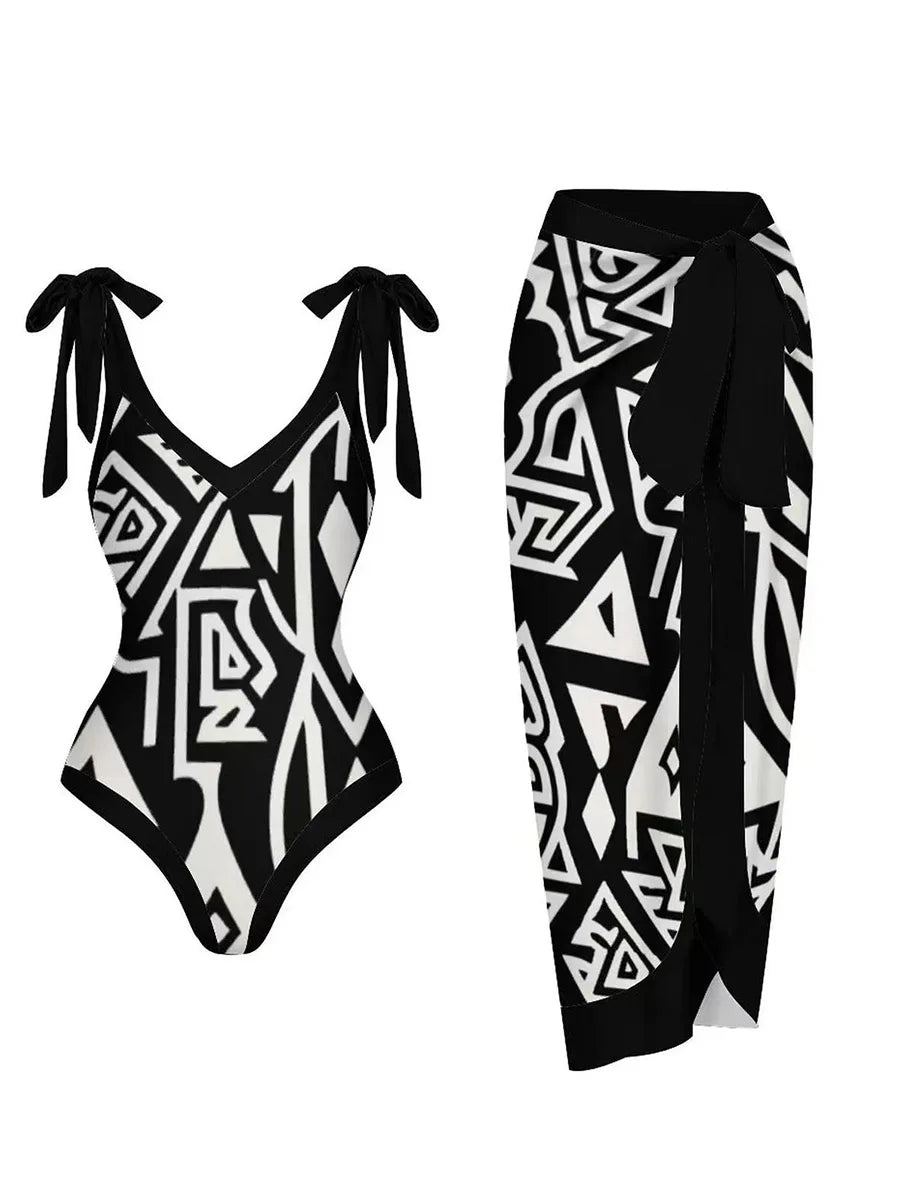 2026 String One Piece Swimsuit & Vent Skirt Padded Sexy Swimwear Women Bathing Suit Female Swimming Summer Beachwear Bodysuit