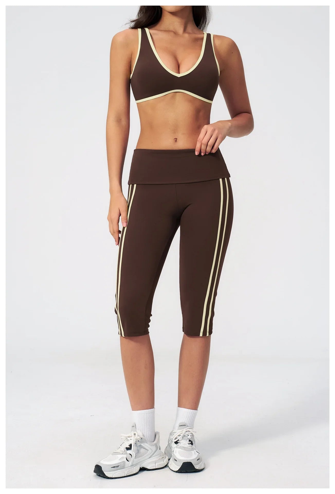 Summer Color Blocked Yoga Sets Women Slim Sports Bra High Waist Pants Fitness Suits Outwear Gym Running Push Up Workout Clothes