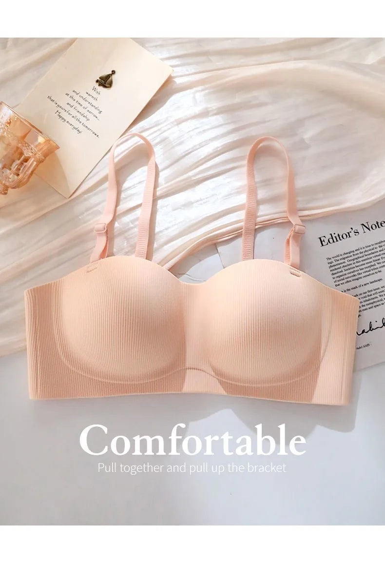 Hot Sale Japanese Style Seamless Underwear, Small Chest Gathered Push-Up Bra for Teens, Pure Sensual Wireless Bralette MOYISU