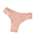 1 Pack Women's Lace Trim Ribbed Cotton Panties Breathable Low-Waist Briefs Sexy Side Lace Lingerie Skin-Friendly Underwear S-L