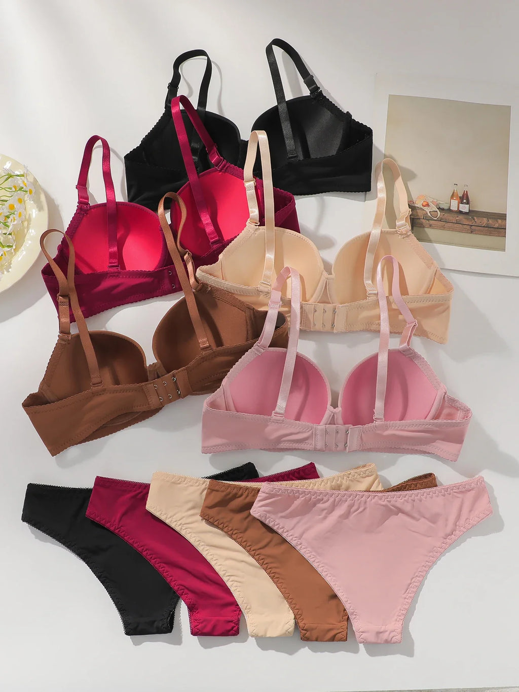 Hot selling solid color 2-piece underwear set multi-color daily four season Bra set comfortable to wear sexy Lingerie 2611