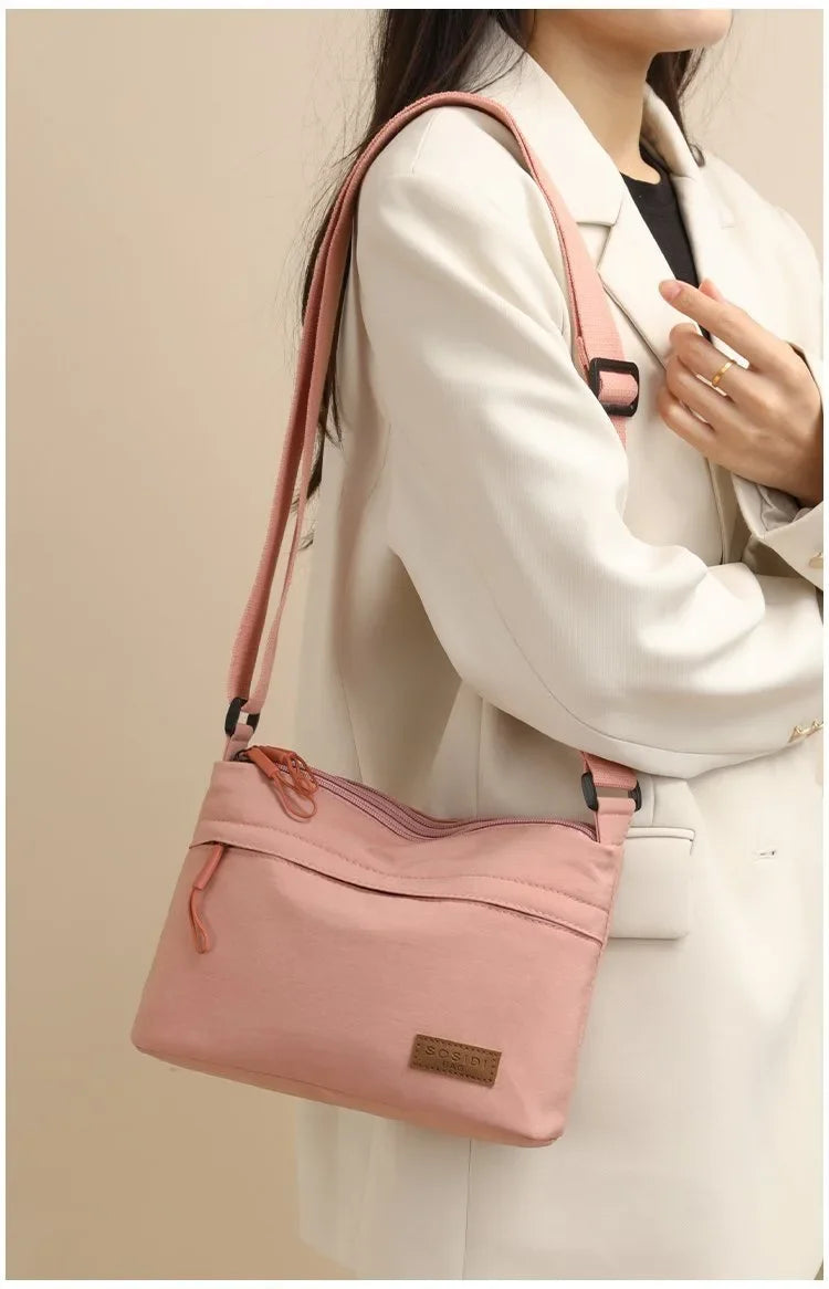 2026 New Women's Minimalist Solid Color Nylon Bag - Multi-functional, Casual, Waterproof & Portable Fashion Crossbody Bag