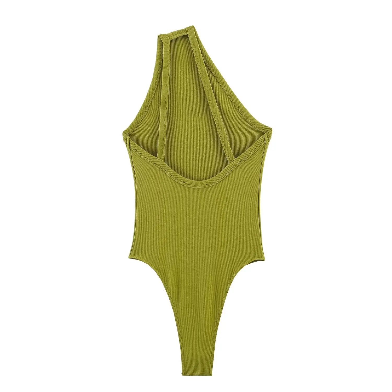 Women's One Shoulder Bodysuit Casual Sleeveless Ribbed Slim Fit Casual Tops Solid Color Pure Desire Vest Bodysuits Charming ZJ17