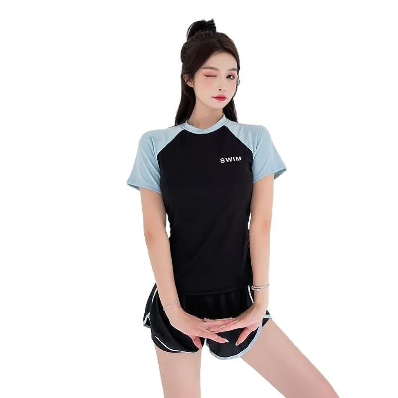 Swimsuit Women's Two-piece Split Sports Style Student Conservative Cover Belly Slimming Hot Spring Ins Style Plus Size  Swimsuit