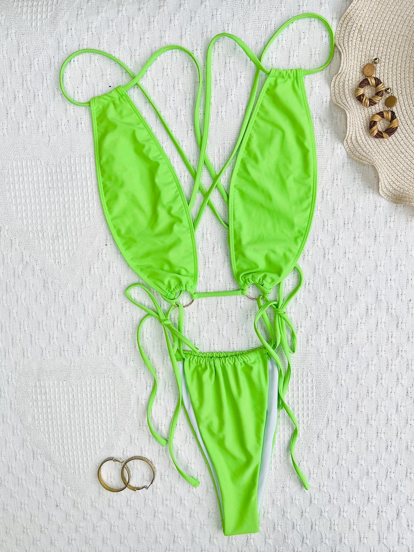 DEKA Women's New Thong One-piece Swimsuit Sexy Tight Backless Lace-up Swimsuit Brazilian Beach Swimsuit Extreme Micro Bikini